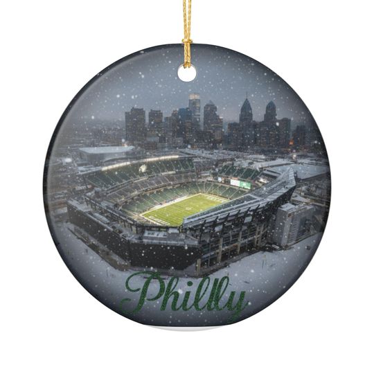 Philly Stadium Snow Globe Ornament | Ceramic Christmas Tree Decoration