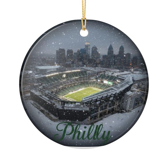 Philly Stadium Snow Globe Ornament | Ceramic Christmas Tree Decoration