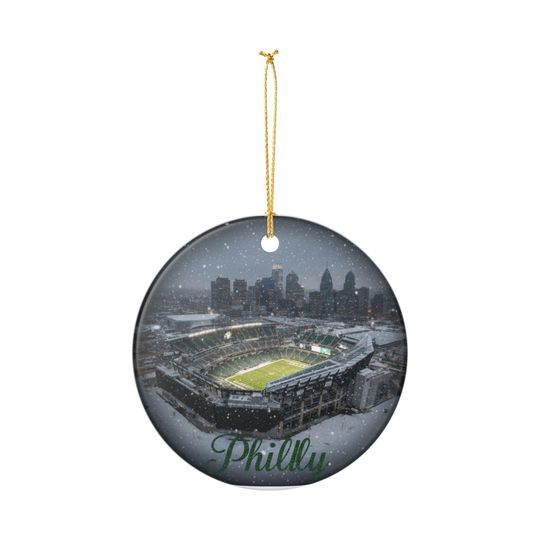Philly Stadium Snow Globe Ornament | Ceramic Christmas Tree Decoration