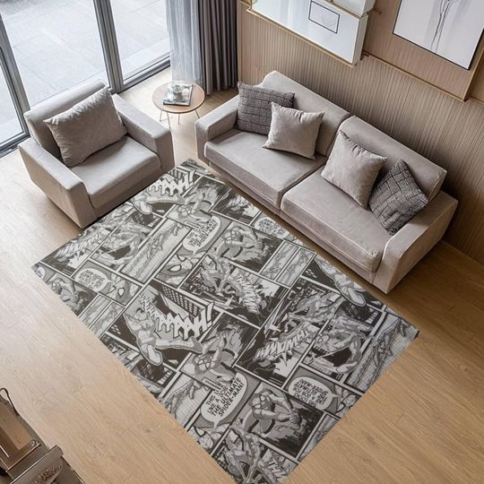 Spiderman Comic Panel Rug, Superhero Rug
