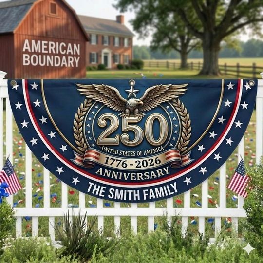 Custom Non-Pleated Fan Flag - Personalized America 250th Anniversary Gifts 1776-2026 Eagle Porch Flag Decor