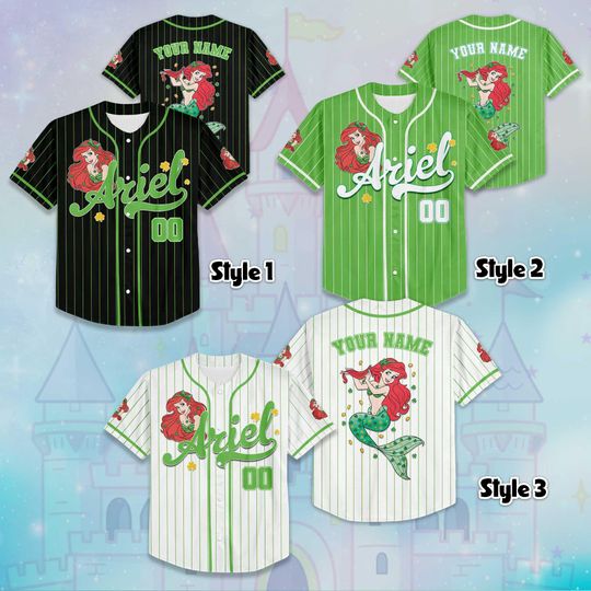 Custom Arie St Patrick Day Baseball Jersey, Disney The Little Mermaid Jersey, Disney Baseball Jersey Sports, Gifts For Fans