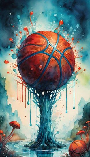 Abstract Basketball Art Area Rug, Modern Sports Decor