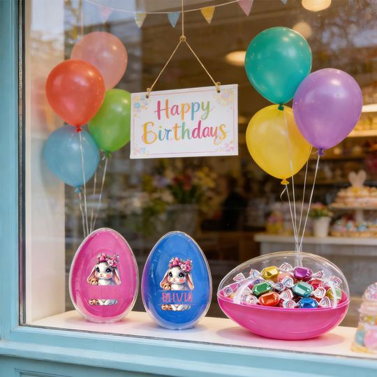Personalized Easter Egg Container: Pink or Blue, Custom Name Surprise Egg