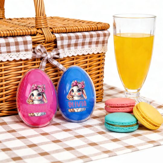 Personalized Easter Egg Container: Pink or Blue, Custom Name Surprise Egg