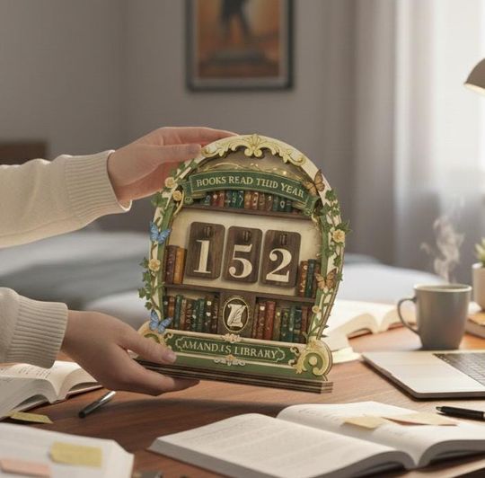 Books Read This Year Vintage Tracker, Personalized Reading Log Display, Custom Book Lover Gift & Home Library Decor
