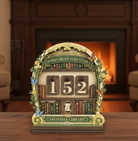 Books Read This Year Vintage Tracker, Personalized Reading Log Display, Custom Book Lover Gift & Home Library Decor