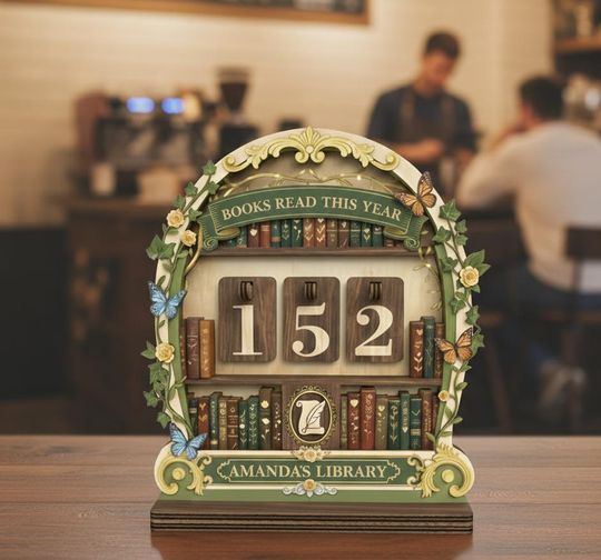 Books Read This Year Vintage Tracker, Personalized Reading Log Display, Custom Book Lover Gift & Home Library Decor