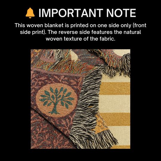 Mystic Wizard Woven Blanket, Enchanted Forest Throw, Moonlit Fantasy Tapestry