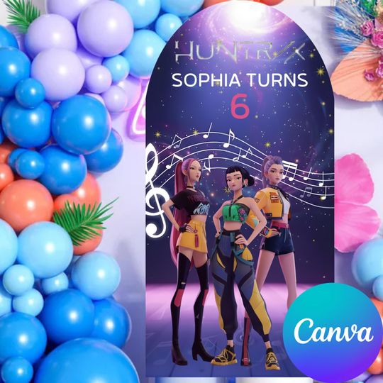 Huntrix Birthday Arch Backdrop