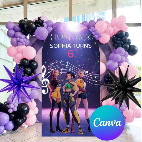 Huntrix Birthday Arch Backdrop