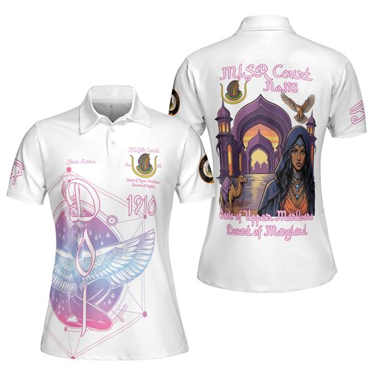 Women's Polo Shirt Personalized Court Name Daughters of Isis Purple Lady Shriners