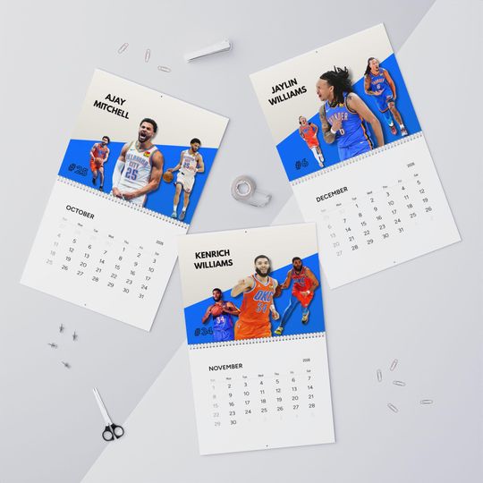 Oklahoma City Thunder 2026 Wall Calendar | Monthly Sports Calendar