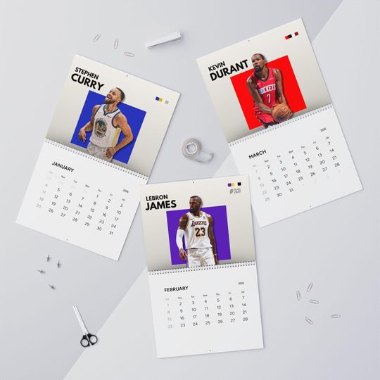 NBA Basketball Stars 2026 Wall Calendar | Monthly Player Photos
