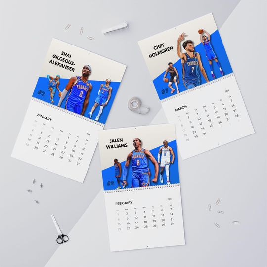 Oklahoma City Thunder 2026 Wall Calendar | Monthly Sports Calendar