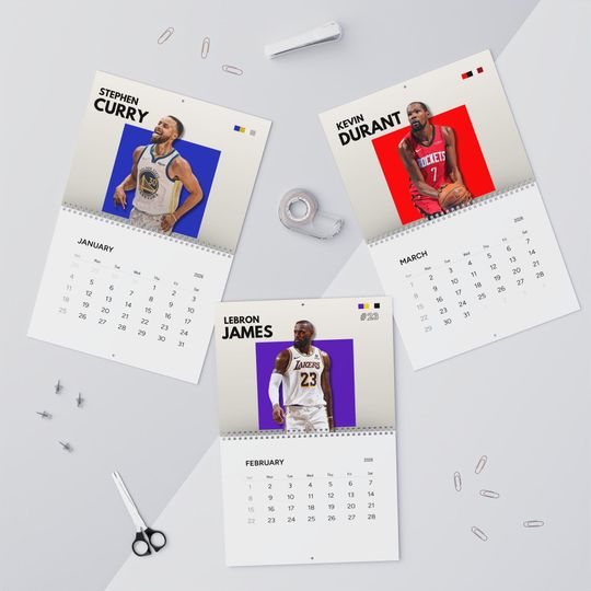 NBA Basketball Stars 2026 Wall Calendar | Monthly Player Photos