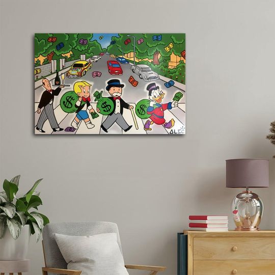 Alec Monopolys Sidewalk Richie Rich Dollar Print Wall Art Poster for Living Room Decor