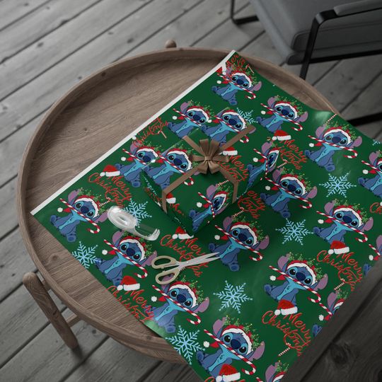 Lilo and stitch Candy Cane Wrapping Paper | Christmas Gift Wrap