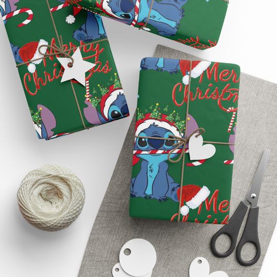 Lilo and stitch Candy Cane Wrapping Paper | Christmas Gift Wrap