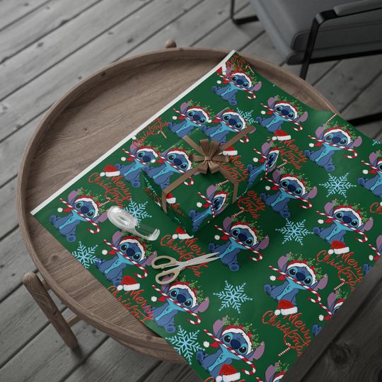 Lilo and stitch Candy Cane Wrapping Paper | Christmas Gift Wrap