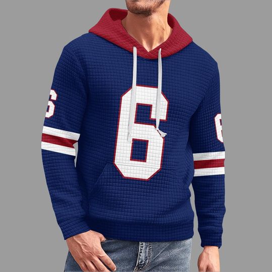 New York Giants Number 6 Hoodie, Classic Design Football Jersey Style Pullover, Gameday Tailgate for Fans