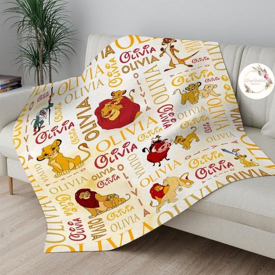 Personalized The Lion King Blanket, Custom Name Mufasa Simba Blanket, Blanket For Birthday, Gift Ideas For Kids