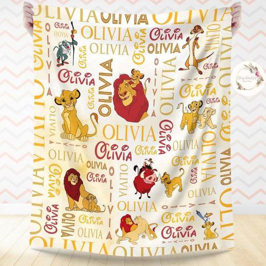 Personalized The Lion King Blanket, Custom Name Mufasa Simba Blanket, Blanket For Birthday, Gift Ideas For Kids