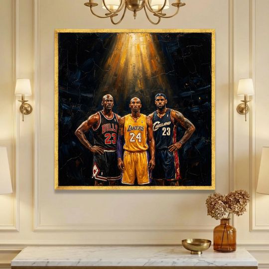 NBA Legends Canvas Art, Michael Jordan, Kobe, LeBron, Sports Decor