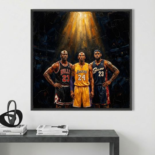 NBA Legends Canvas Art, Michael Jordan, Kobe, LeBron, Sports Decor