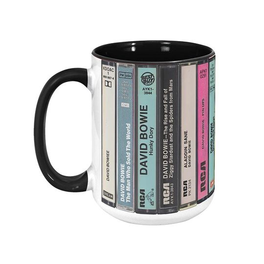 David Bowi Albums Cassette Collection Retro Accent Mug