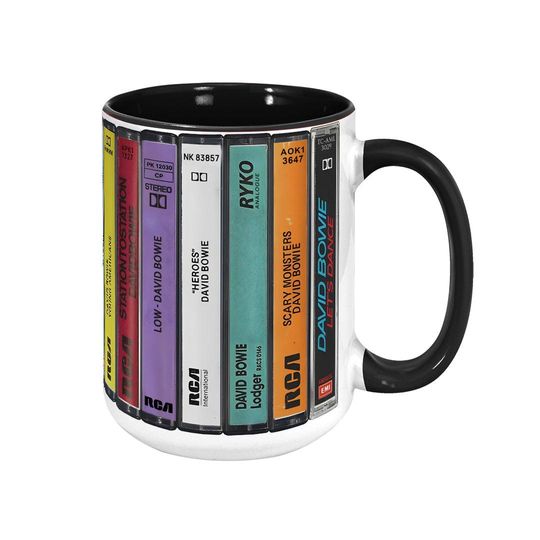 David Bowi Albums Cassette Collection Retro Accent Mug