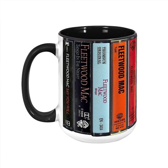 Fleetwood Mac Albums Cassette Collection Retro Accent Mug