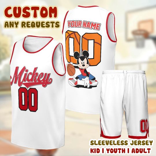 Custom Mickey Tank Top Basketball Jersey, Mickey Sports Jersey Kid Youth Adult