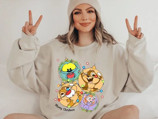 Chip and Dale Christmas bulbs Sweatshirt, Disney Christmas Sweatshirt, Disney Vacation Sweatshirt, Christmas Sweatshirt, Disney Hoodie, Dale Christmas