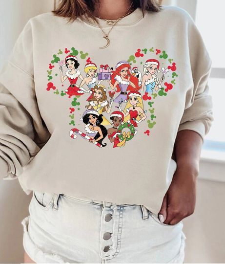Disney Princess Christmas Sweatshirt, Disney Princess Sweatshirt
