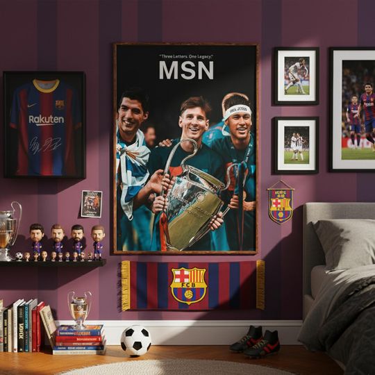 Messi Neymar Suarez Poster, Legendary Football Trio Wall Art, Iconic MSN Soccer Print, Barcelona Legends Artwork, Football Fan Gift Decor