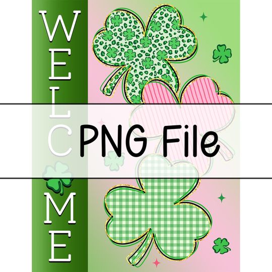 Welcome Shamrock Silk Garden Flag, St Patricks Day Yard Flag, Irish Clover Outdoor Decor, Spring Green Lawn Flag