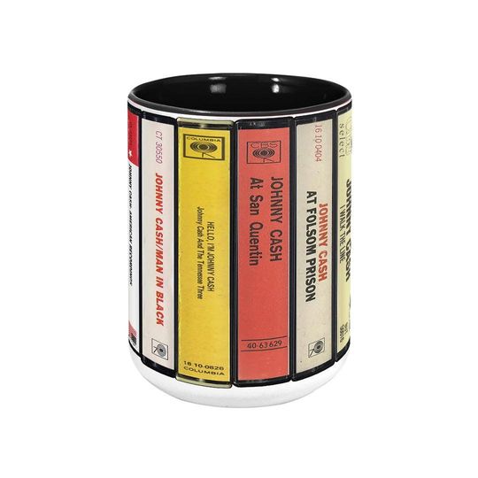 Johnny Cash Albums Cassette Retro Collection Accent Mug