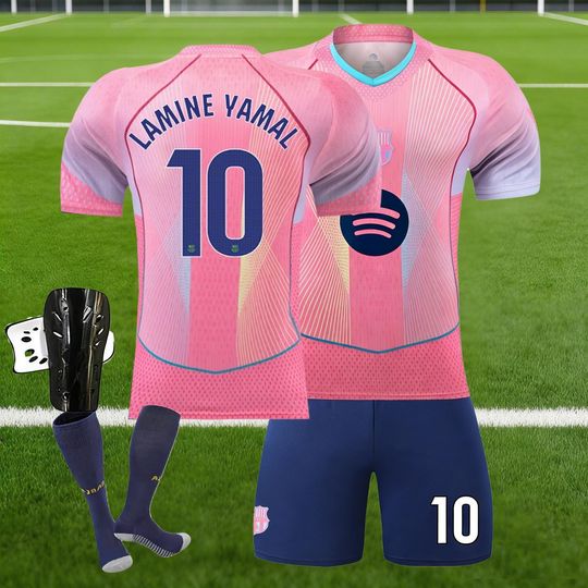 Barcelona Lamine Yamal #10 Jersey & Shorts Set, Retro Football Shirt, Adults and Kids Sizes