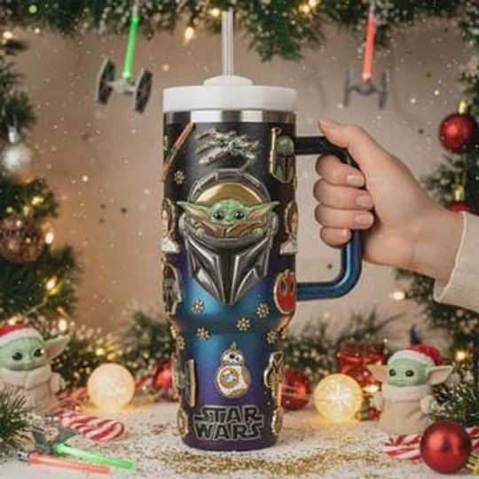 Star Wars Grogu Stainless Steel Tumbler with Handle (No Box, Only Tumbler)