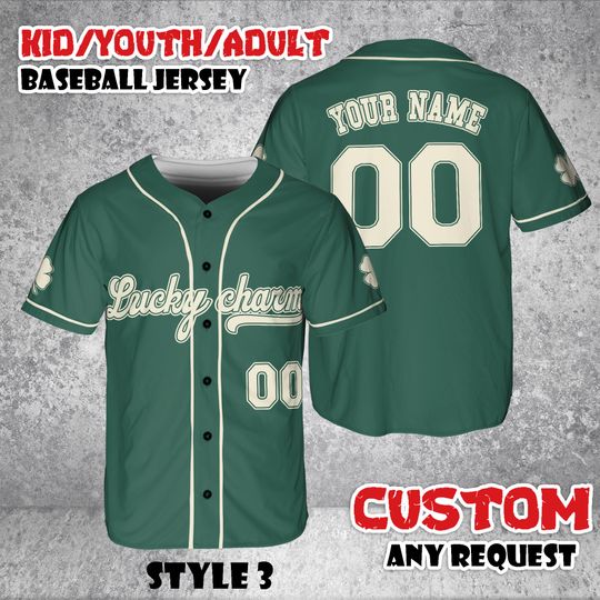 Personalized St Patrick's Day Baseball Jersey, Lucky Charms Shirt
