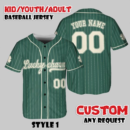 Personalized St Patrick's Day Baseball Jersey, Lucky Charms Shirt