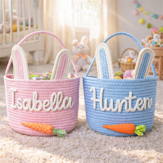 Personalized Easter Basket with Name  Egg Hunt  Bunny Basket  Personalized Easter Basket  Egg Hunt  Bunny Basket