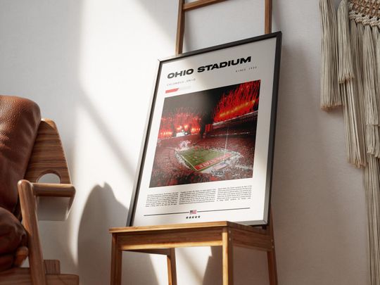 Ohio Stadium Poster Ohio State Buckeyes College Football Wall Art