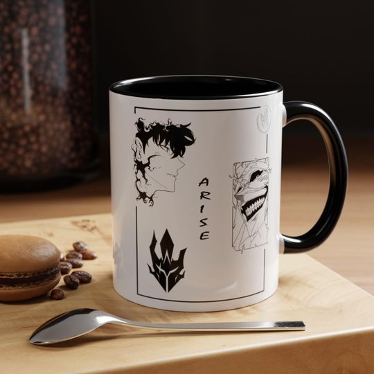 Solo Leveling Anime Mug, Sung Jin Woo Arise Cup, Korean Manhwa Black White Mug