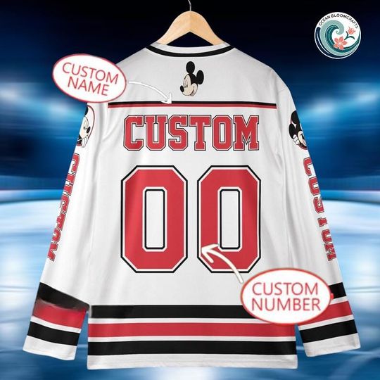 Custom Mickey Mouse Hockey Jersey - Disneyland Family Trip Gift