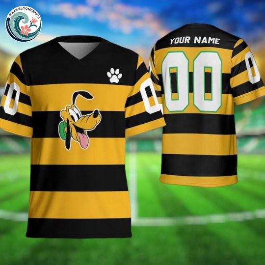 Custom Disney Pluto Cute Face Football Jersey, Custom Adult Kid Youth Football Jersey Collection Choose Style, Disney Outfit