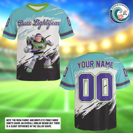 Custom Buzz Lightyear Mesh Football Jersey, Personalized Toy Story, Space Ranger Shirt