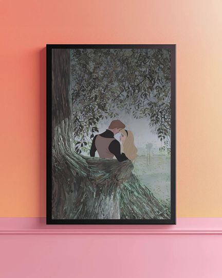 Princess Aurora & Prince Phillip Poster, Sleeping Beauty Wall Art ,Vintage Disney Cartoon Poster, Romantic Fairy Tale Decor