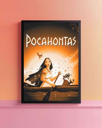 Pocahontas Poster, Disney Princess Wall Art, Vintage Movie Print, Disney Decor, Kids Room Art